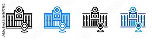 Hospital icon set multiple style collection
