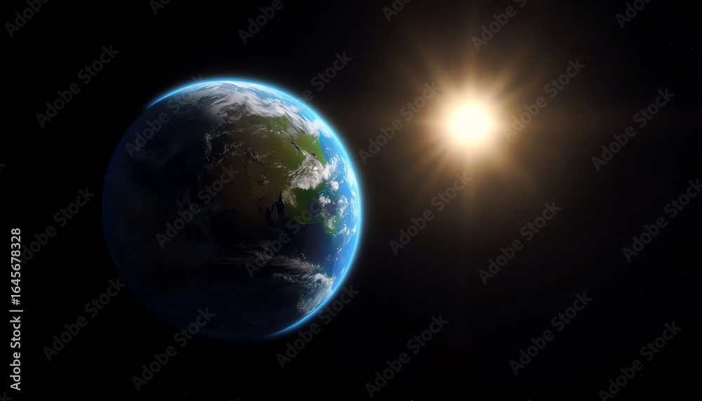 Fototapeta premium dramatic illustration of earth and sun showcasing solar system relationship