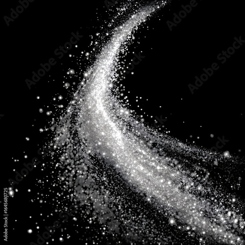 Stardust stream shimmering across a dark canvas, creating a dreamy and magical effect, perfect for elegant designs and cosmic themes, sparkling with fantasy