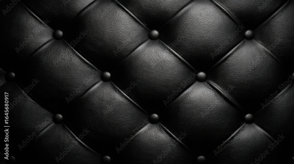 Fototapeta premium Luxury Black Quilted Leather Texture — Premium Dark Upholstery Background