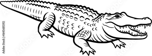 Alligator SVG Vector Black and White Outline Design
