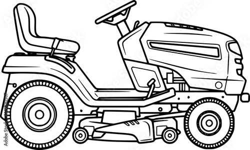 Riding Lawn Mower Black SVG Vector Outline
