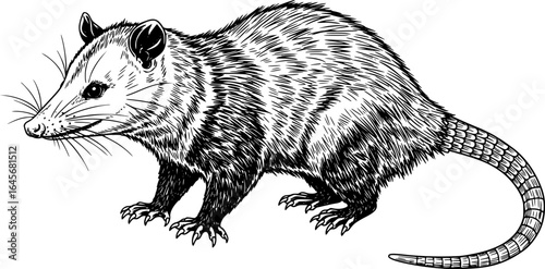 Opossum Vector Illustration: Detailed Outline Drawing of a Possum
