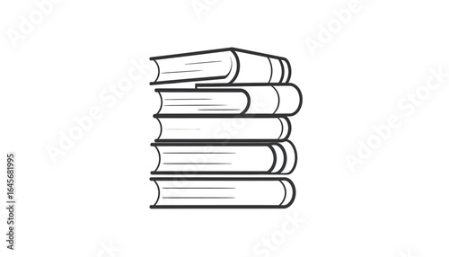A stack of books, representing knowledge, education, and learning, with a clean, minimalist design