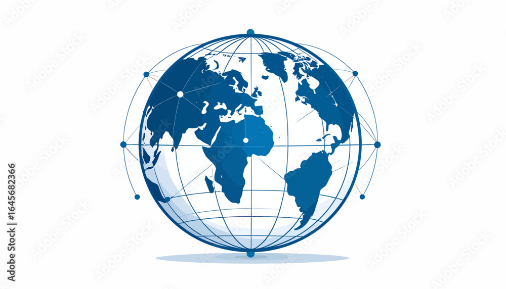 Fototapeta premium Global Network Connection World Map Illustration