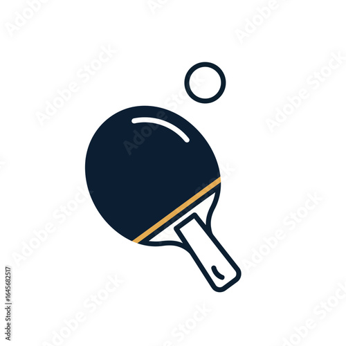 Elegant table tennis logo. A minimalist vector icon with a paddle and ball, using clean lines and a professional color palette for a modern brand