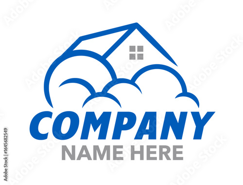 House in Clouds Company Logo Design | Fully Vector and Editable | Roofing, Real Estate, Construction