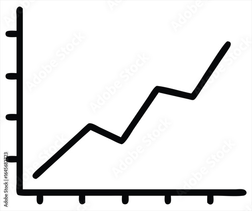 Simple line graph showing upward trend with fluctuating movement on a white background representing growth and progress