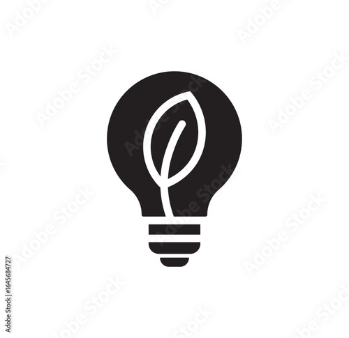 Lightbulb with leaf icon concept outline symbol design. vector symbol lightbulb with leaf outline icon
