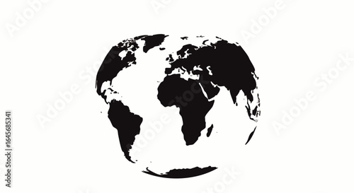 Stylized Black and White Elliptical World Map Graphic