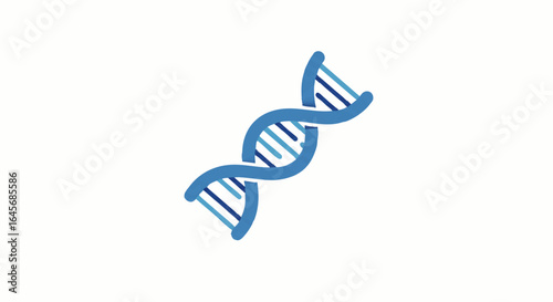 Stylized blue DNA double helix icon with two-tone twisted strands and a flat design.