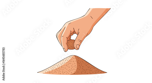 Hand carefully adding a clod of earth to a mound.