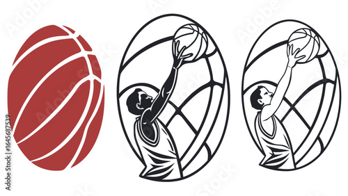 Basketball Player Shooting a Jump Shot Silhouette Design.