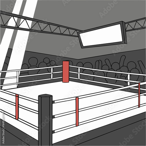 Boxing Ring with Spectator Area in Arena.