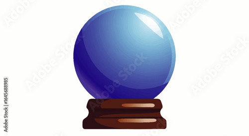 Vibrant Blue Crystal Ball on a Dark Wooden Base