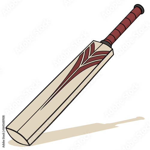 Classic Cricket Bat with Decorative Design.