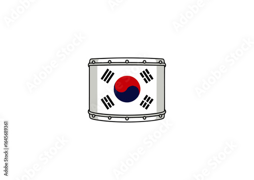  icon of large drum painted in South Korea flag colors