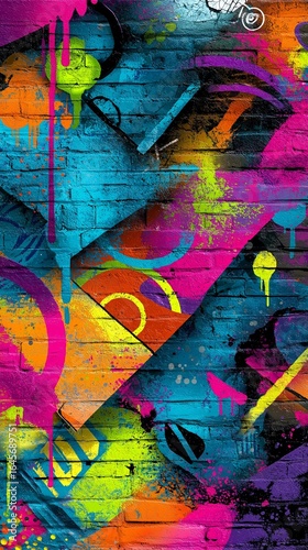 Vibrant and expressive graffiti art bursting with bold colors, dynamic shapes, and urban street culture energy, blending creativity with modern mural