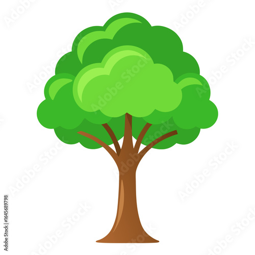 Simple vector tree with a bright green canopy