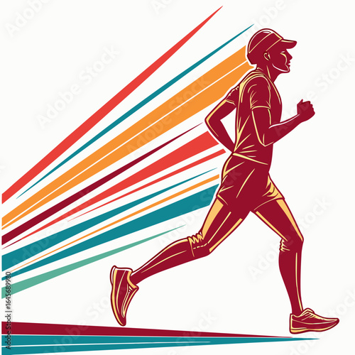 Dynamic Running Figure in Retro Style.