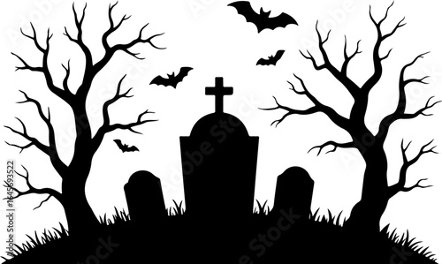 Halloween Graveyard Vector Art