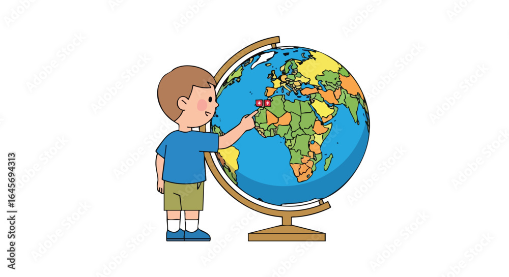 Young Boy Learning Geography with a World Globe. Young Boy Learning Geography with a World Globe.