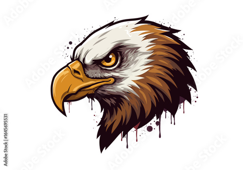 Majestic Eagle Head with Detailed Feather Texture and Bold Outline