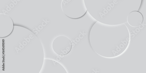 Abstract grey geometric overlapping circle background Neomorphs style. Presentation slide template. Vector circles design Object web Round shape clean modern poster, banner background Vector	