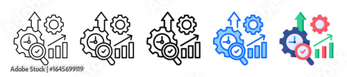 Productivity Check Icon In 5 Different Styles Set Collection