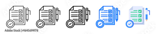 Task Completion Icon In 5 Different Styles Set Collection