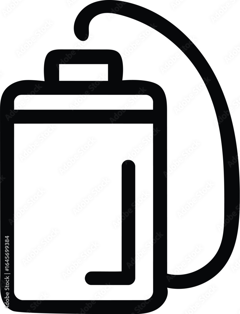 Minimalist black outline shows a rectangular portable spray bottle with transparent background Minimalist black outline shows a rectangular portable spray bottle with transparent background