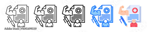 Strengths Report Icon In 5 Different Styles Set Collection
