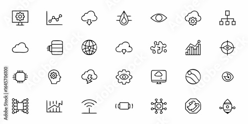 Technology Graph Icons – Digital Trends, AI & IT Data Vector Pack
