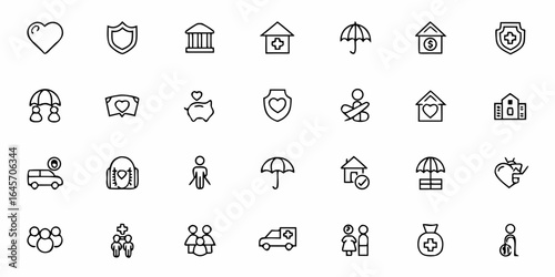 Life Insurance Icons – Financial Security & Family Protection Vector Pack