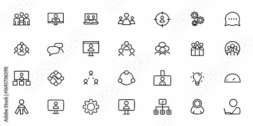Agile & DevOps Collaboration Icons – Teamwork, Sprint & Workflow Vector Set