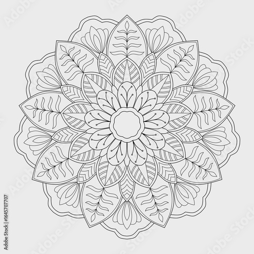 Complex Mandala Coloring Page - Intricate Complex Mandala Design for Adult Coloring - Detailed Complex Mandala Pattern with Advanced Geometric Elements