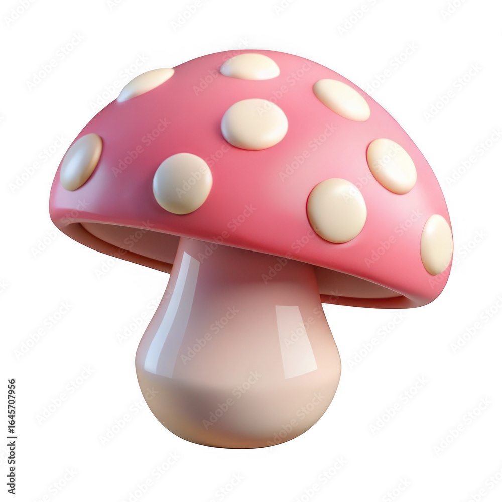 3d whimsical pink mushroom with white spots 3d whimsical pink mushroom with white spots