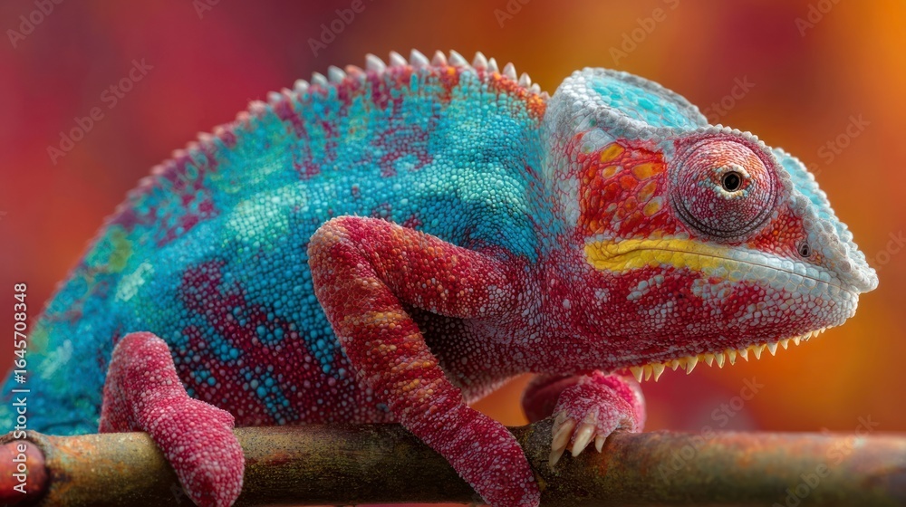 Obraz premium Colorful chameleon on branch