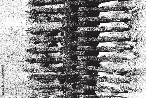 Grunge Black and White Texture of Worn Rusty Metal with Horizontal Lines