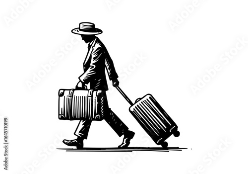 Trunk Suitcase hand drawn vector illustration