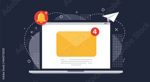 Email Notification on Laptop Screen