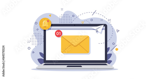 Email Notification on Laptop Screen