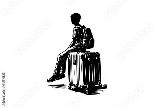 Trunk Suitcase hand drawn vector illustration