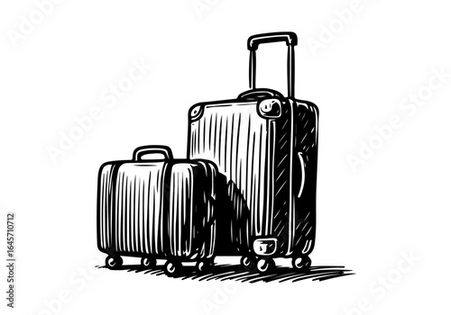 Trunk Suitcase hand drawn vector illustration