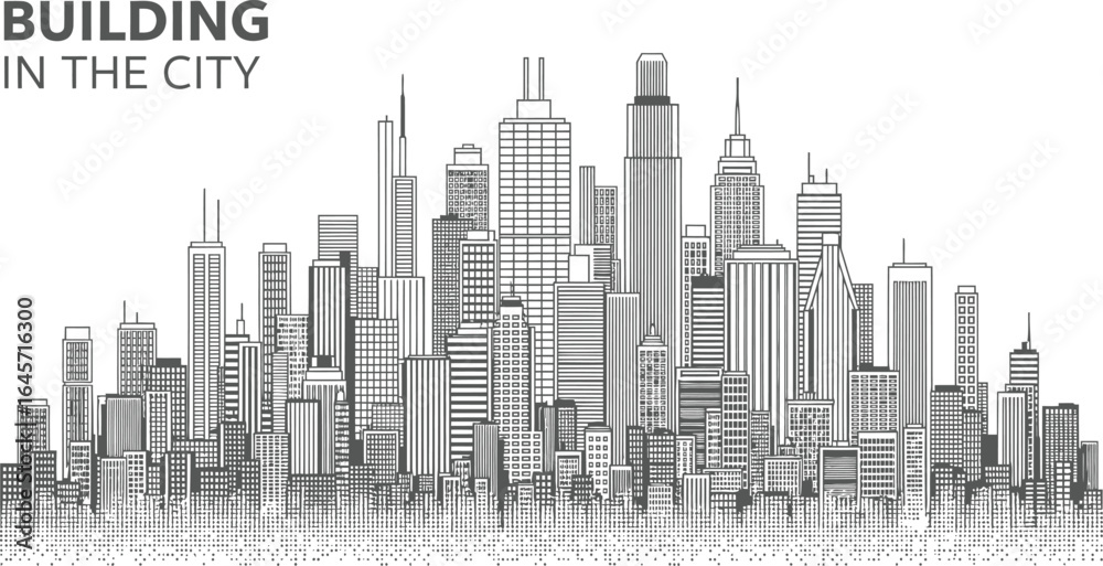 Fototapeta premium Abstract City Vector - Transparent Night City Landscape 