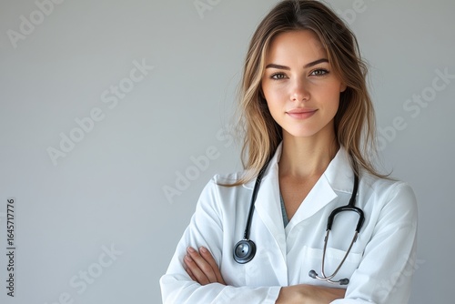 Confident Doctor Presenting Professionalism in a Modern Clinic Environment.