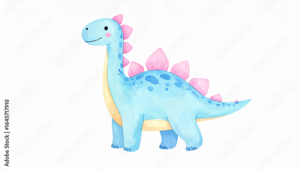 Obraz premium Abstract watercolor painting of friendly dinosaur in pastel colors. Hand drawn art for children book