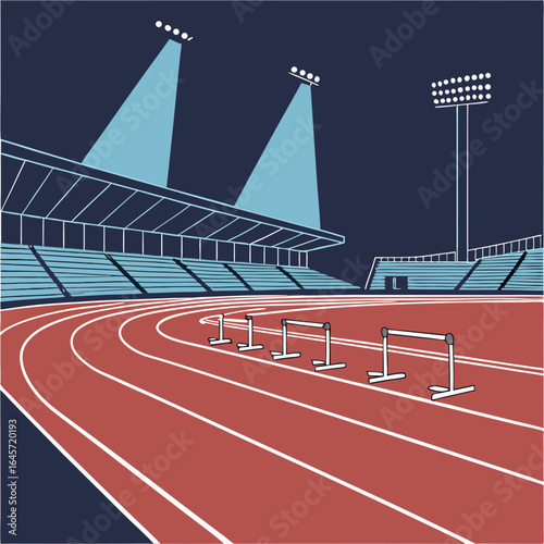 Vector Illustration of a Track and Field Stadium.
