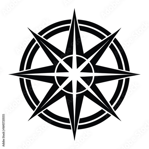 Eight-Pointed Star Silhouette Vector Graphic Design Element on White Background