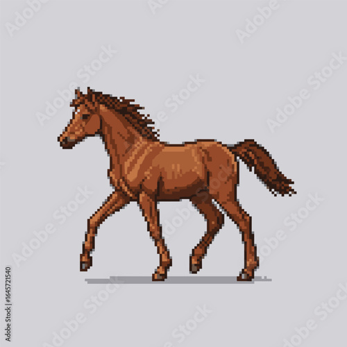 Pixel art illustration Horse. Pixelated Horse. Horse animal icon pixelated for the pixel art game and icon for website and video game. old school retro